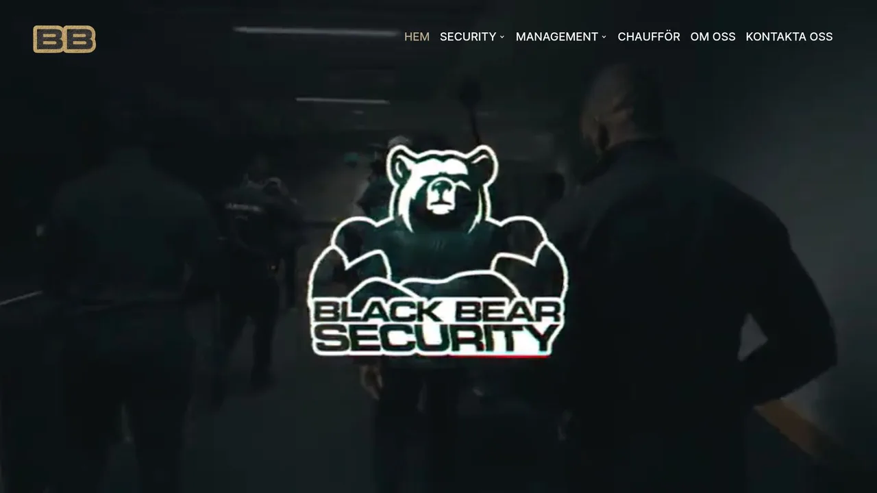 Skærmbillede af hjemmesiden for Blackbear Security